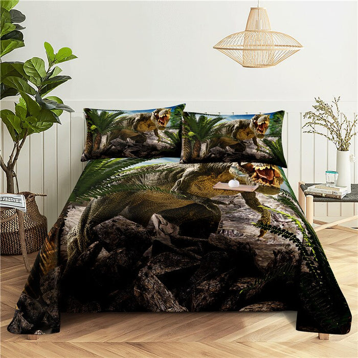 Cartoon Print Polyester Bedding Set