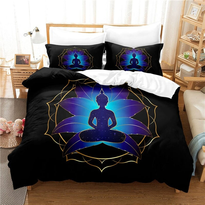 Printed Buddha Statue Bedding Set