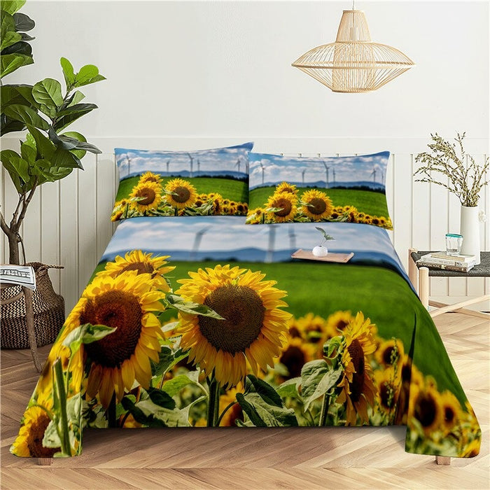 Sunflower Print Bedding Set