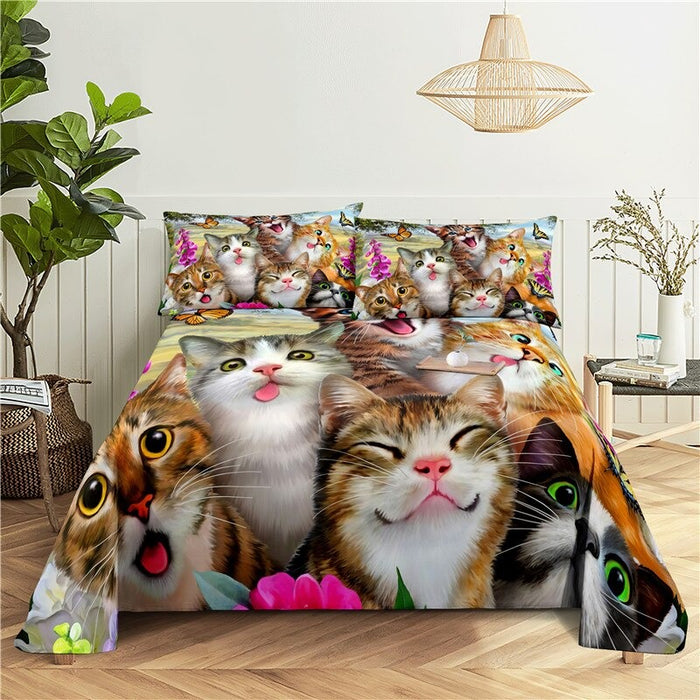 Cat Print Bedding Set