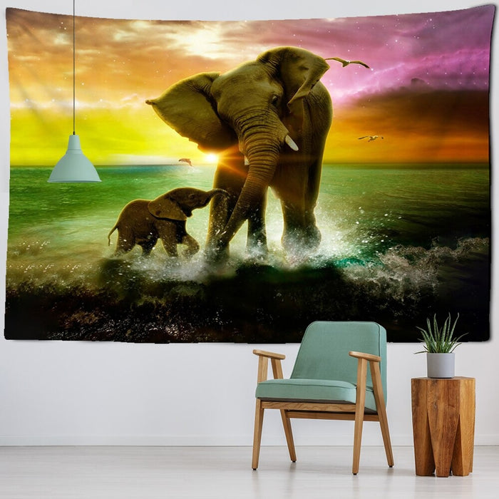 Elephant Tapestry Wall Hanging Tapis Cloth