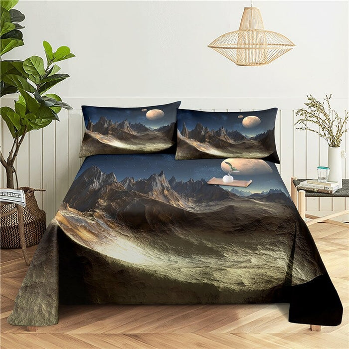 Printed Mountain Scenery Bedding Set