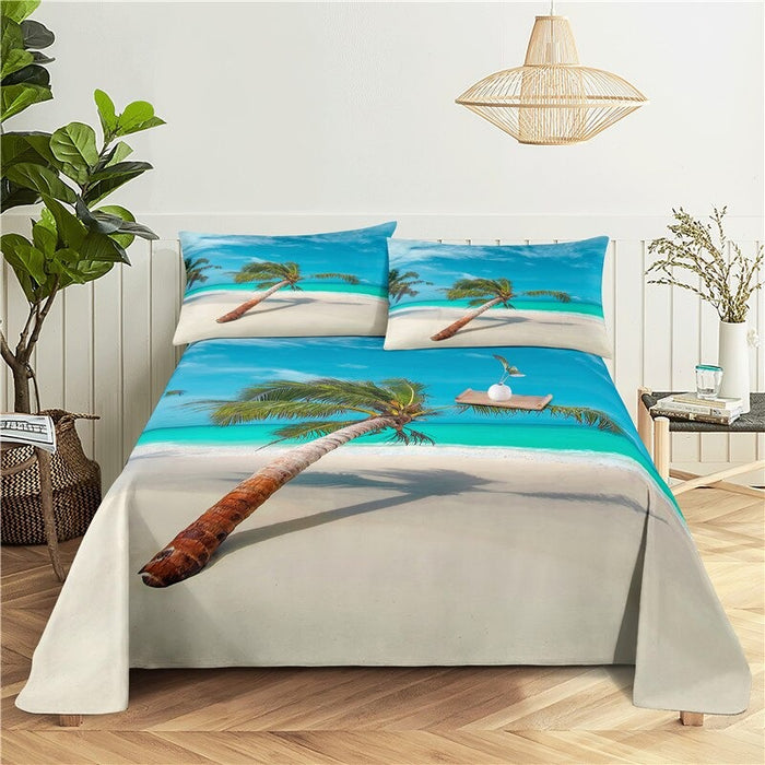Coconut Tree Bed Flat Bedding Set