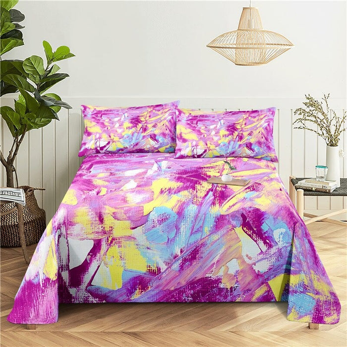 Color Painted Bed Flat Bedding Set