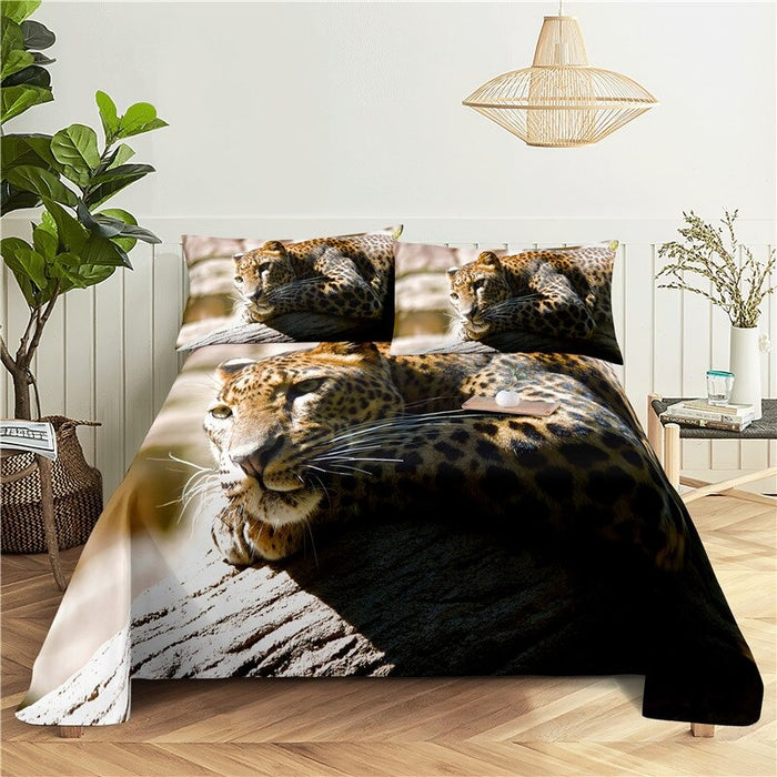 Leopard Print Polyester Bedding Set