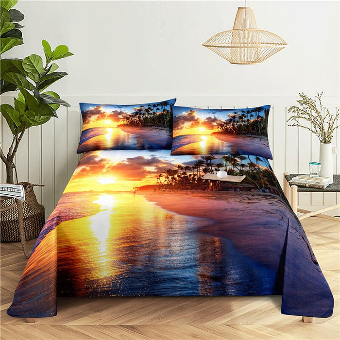 Seaside Scenery Print Bedding Set