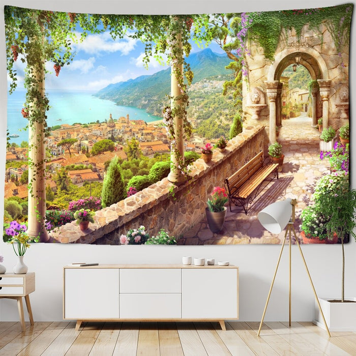 Garden Landscape Tapestry Wall Hanging Tapis Cloth