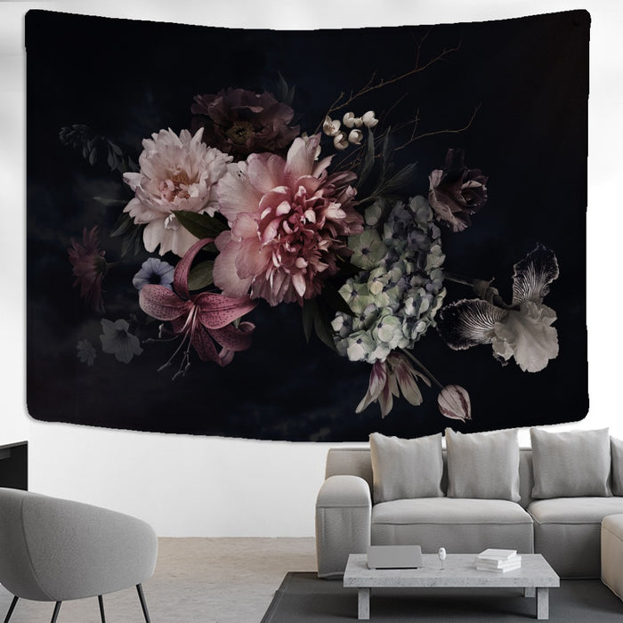 Gerbera Tapestry Wall Hanging Black Background Cloth