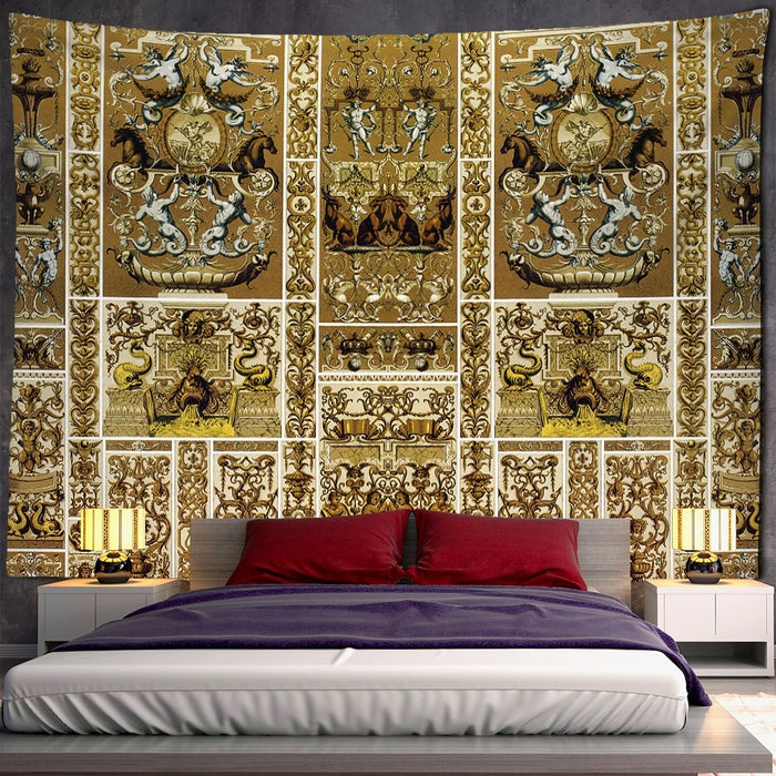Golden European Pattern Tapestry Wall Hanging