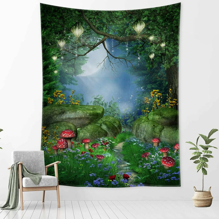 Green Forest Tapestry Wall Hanging Tapis Cloth