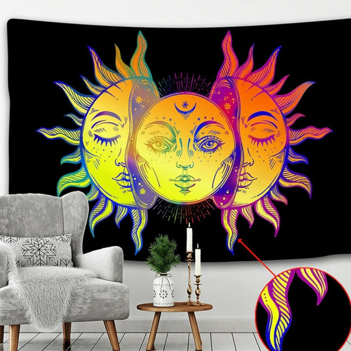 Colorful Sun and Moon Tapestry Wall Hanging Tapis Cloth