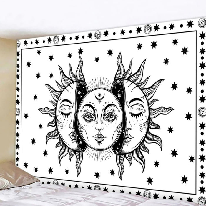 Colorful Sun and Moon Tapestry Wall Hanging Tapis Cloth
