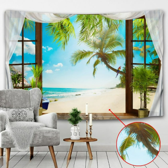 Summer Sea View Tapestry Wall Hanging Tapis Cloth