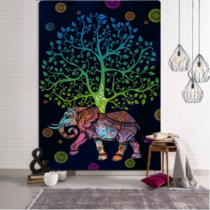 Colorful Elephant Tapestry Wall Hanging Tapis Cloth