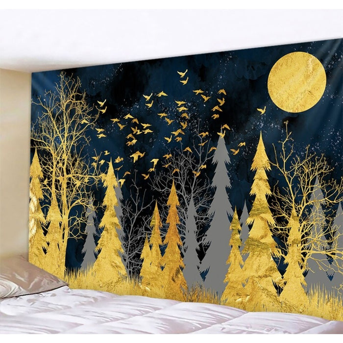 Moon Snow Mountain Tapestry Wall Hanging Tapis Cloth