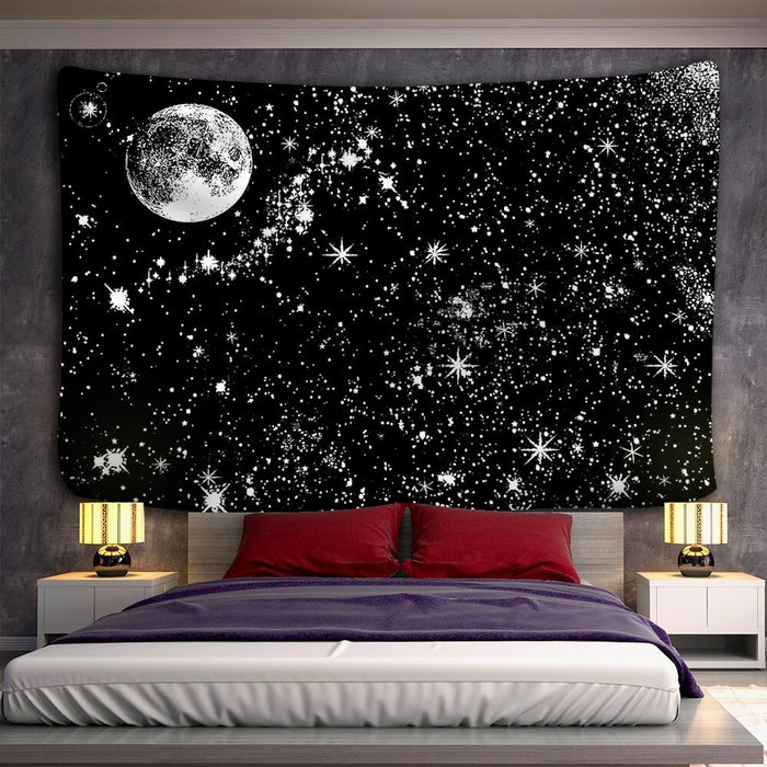 Black And White Stars Tapestry Wall Hanging Tapis Cloth