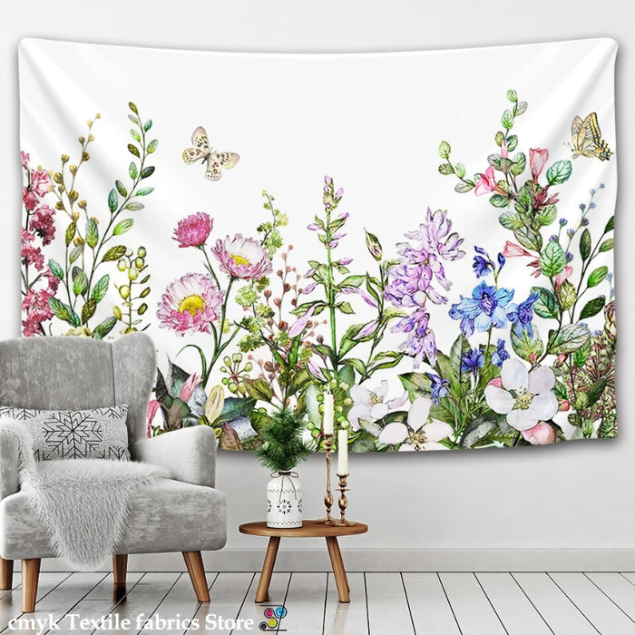 Floral Plants Tapestry Wall Hanging Tapis Cloth