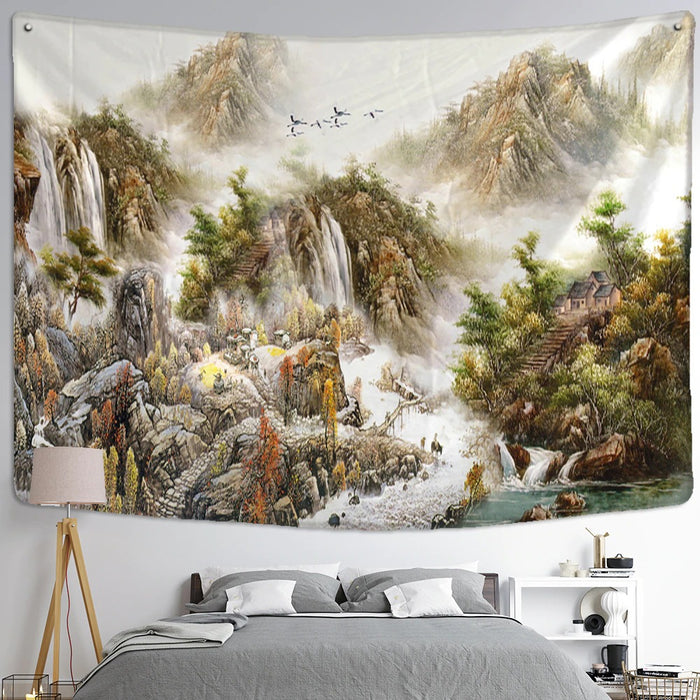 Waterfall Painting Tapestry Wall Hanging Tapis Cloth