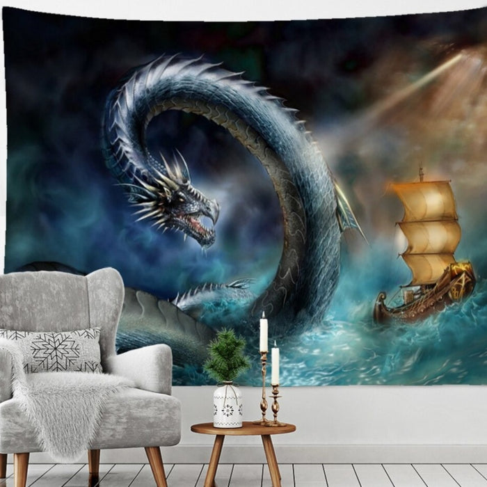 Wall Painted Dragon Tapestry Wall Hanging Tapis Cloth