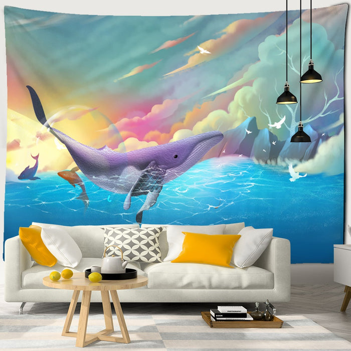 Ocean Whale Tapestry Wall Hanging Tapis Cloth