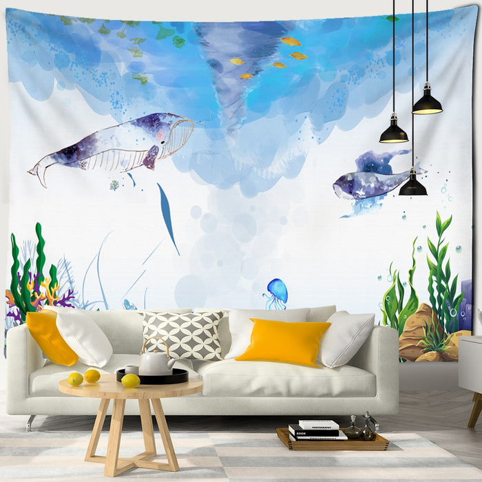 Ocean Whale Tapestry Wall Hanging Tapis Cloth