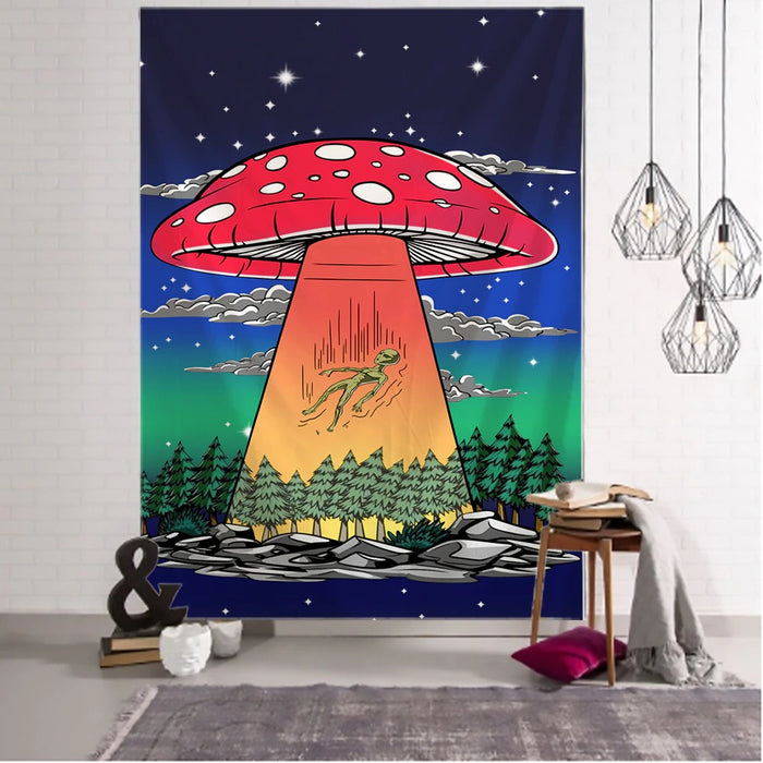 Mushroom Design Tapestry Wall Hanging Tapis Cloth