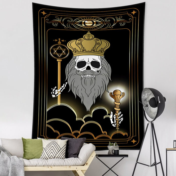 Mystic Dorm Skull Tarot Tapestry Wall Hanging Tapis Cloth