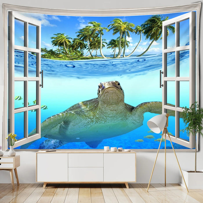 3D Window Scenery Decorative Tapestry Wall Hanging