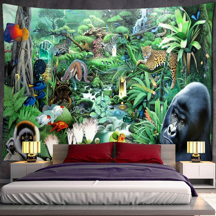 Tropical Jungle Animal Tapestry Wall Hanging