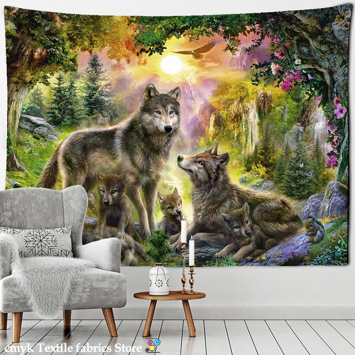 Wolves Tapestry Wall Hanging Tapis Cloth