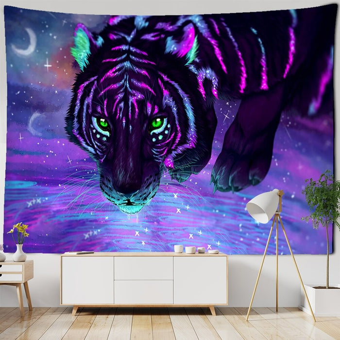 Ferocious Tiger Tapestry Wall Hanging Tapis Cloth