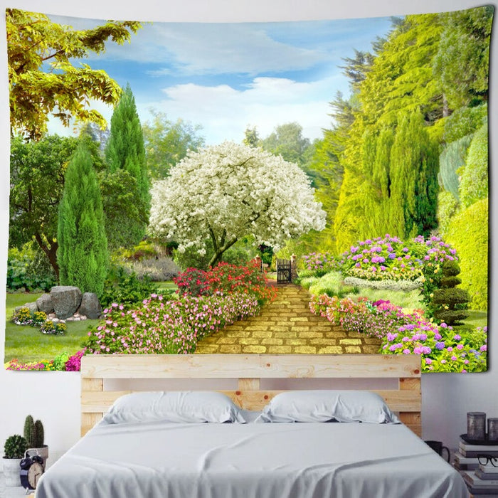 Mountain And Garden Tapestry Wall Hanging Tapis Cloth