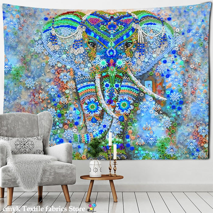 Painted Elephant Tapestry Wall Hanging Tapis Cloth