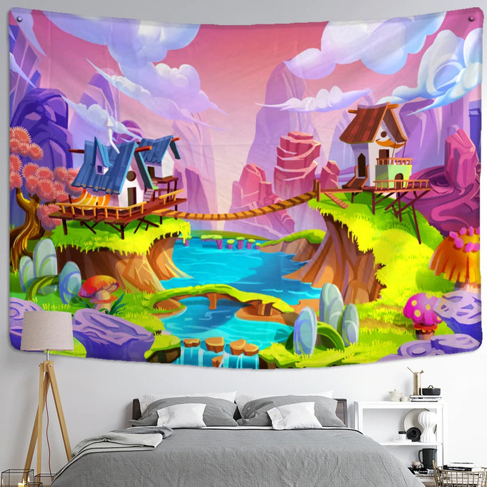 Cartoon Forest Animals Tapestry Wall Hanging Tapis Cloth