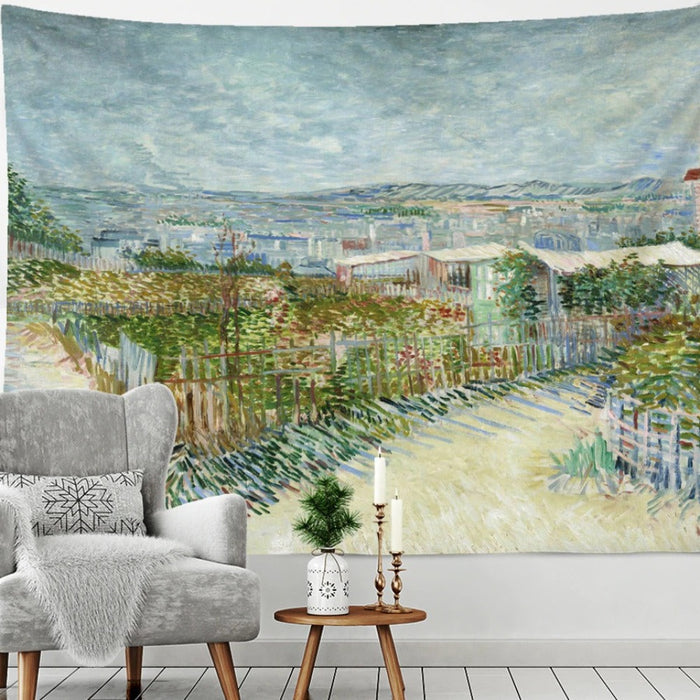 Bustling City View Decor Tapestry Wall Hanging Tapis Cloth