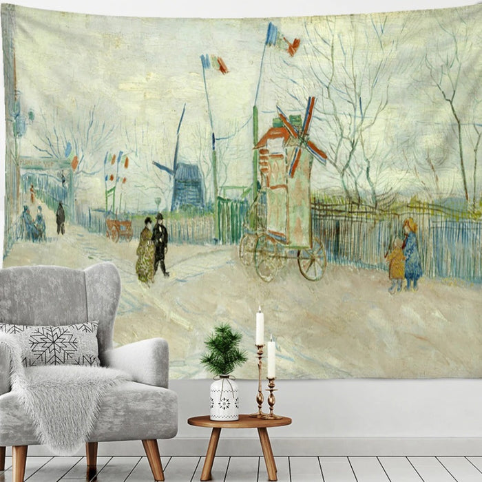 Bustling City View Tapestry Wall Hanging Tapis Cloth