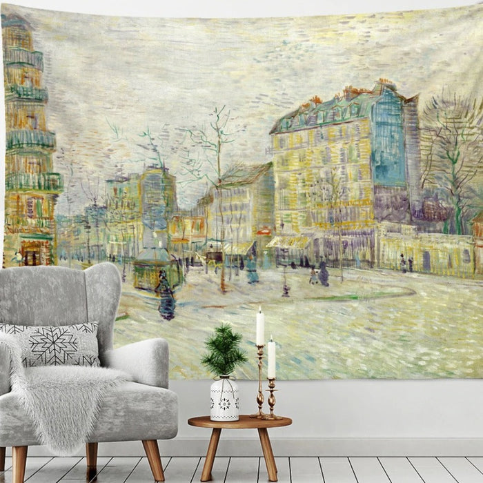 Bustling City View Tapestry Wall Hanging Tapis Cloth