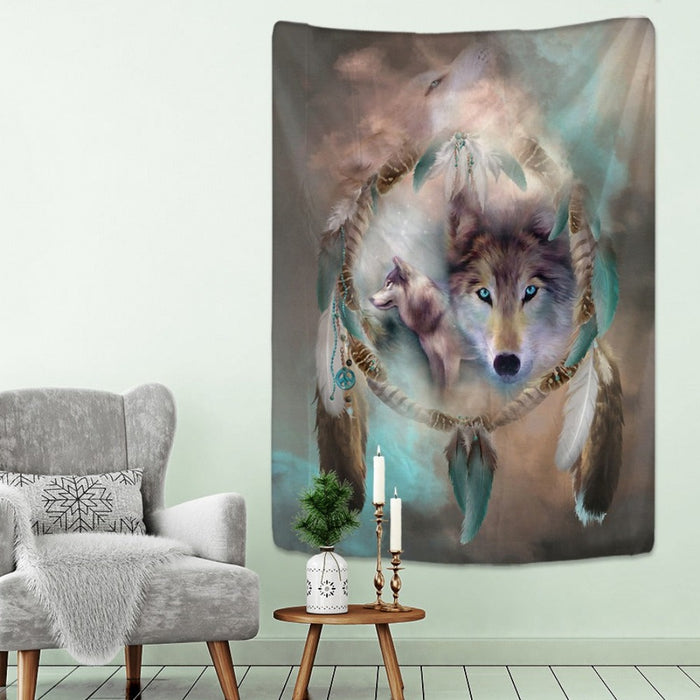 Running Wolves Tapestry Wall Hanging Tapis Cloth