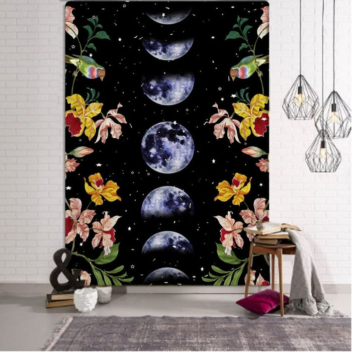 Floral Moon Tapestry Wall Hanging Tapis Cloth