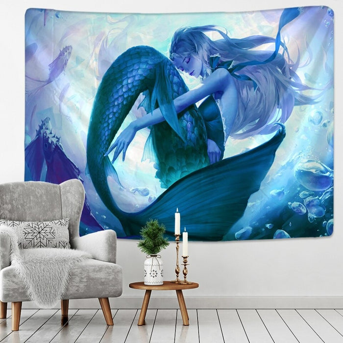 Deep Sea Mermaid Tapestry Wall Hanging Tapis Cloth