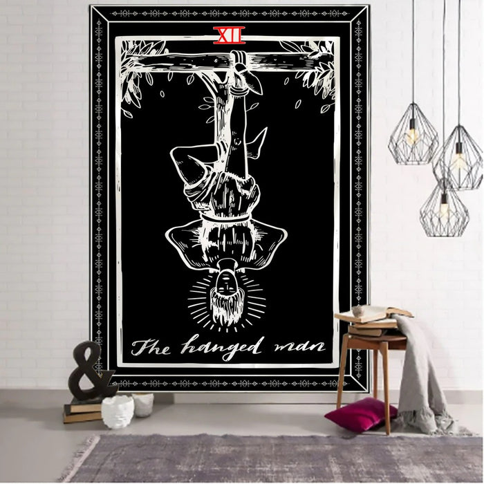Black And White Tarot Tapestry Wall Hanging Tapis Cloth