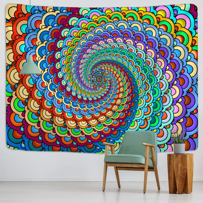 Colorful Spiral Tapestry Wall Hanging Tapis Cloth