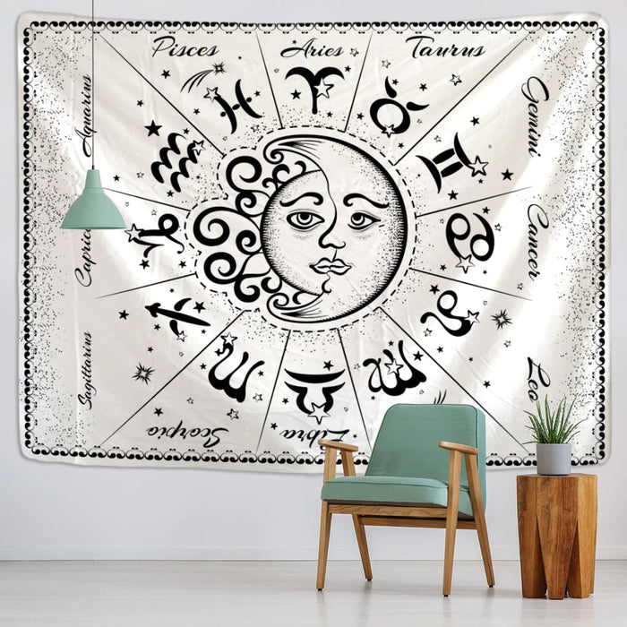 White Abstract Tapestry Wall Hanging Tapis Cloth