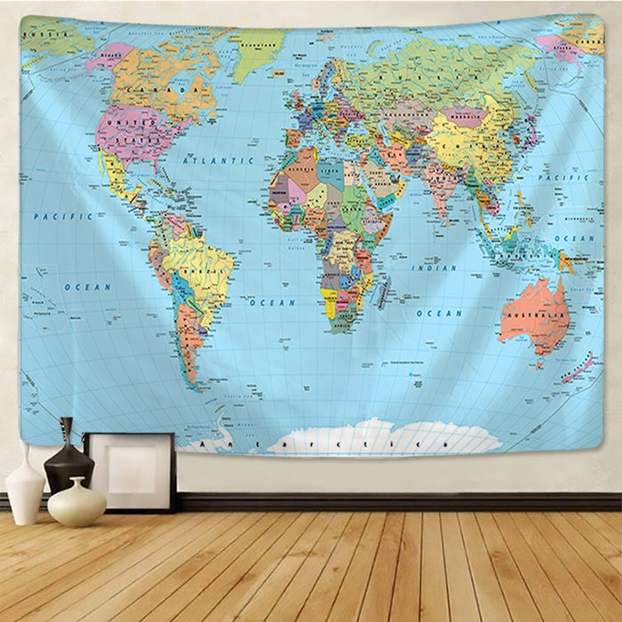 World Map Tapestry Wall Hanging Tapis Cloth