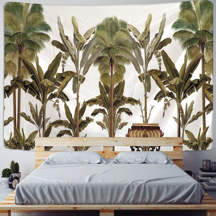 Tropical Plant Printed Tapestry Wall Hanging