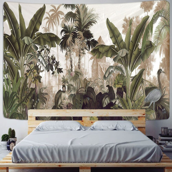 Tropical Plant Printed Tapestry Wall Hanging