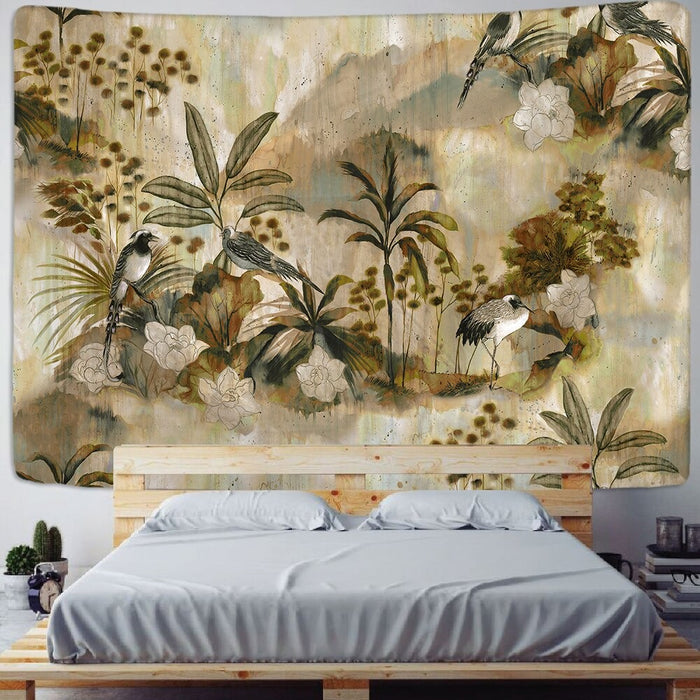 Tropical Plant Printed Tapestry Wall Hanging
