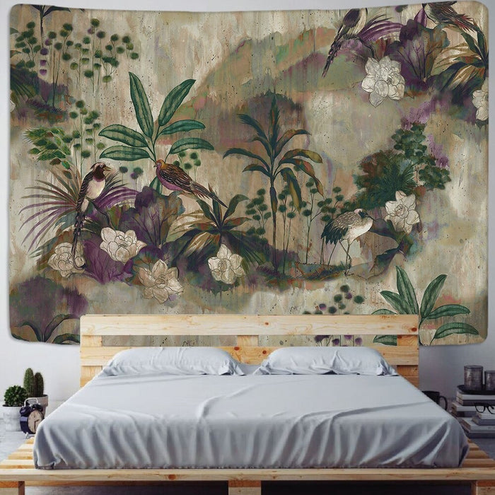 Tropical Plant Printed Tapestry Wall Hanging