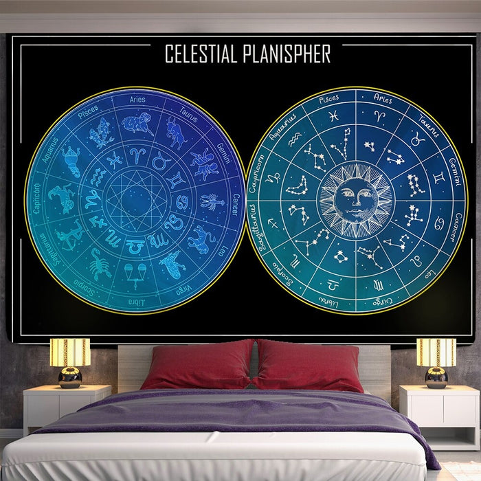 Constellation Compass Mandala Tapestry Wall Hanging Tapis Cloth