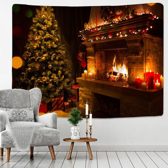 Snowy Christmas Background Tapestry Wall Hanging